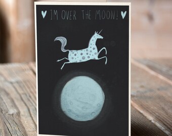 I'm Over The Moon - Valentines, Anniversary, Wedding, Engagement Card