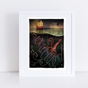 Squid & Whale - Signed Print from The Cruel and Curious Sea II exhibition
