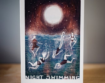 Night Swimming -  Greetings Card