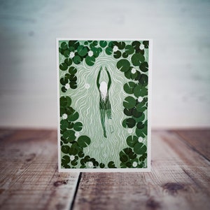 Waterleliezwemmer (groen) - wenskaart