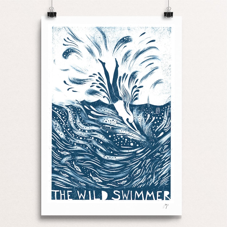 The Wild Swimmer In Blue Signed Print image 2