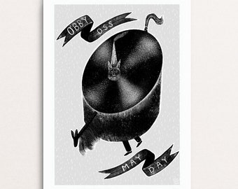 Obby Oss - Padstow May Day  - Signed Print