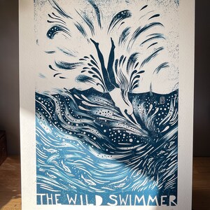 The Wild Swimmer In Blue Signed Print image 4