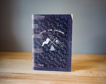 Never Stop Exploring - Ships Log - A6 Notebook / Sketchbook / Journal