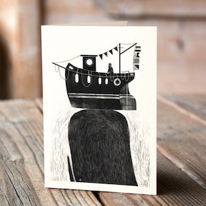 Baleine et bateau de pêche - N'arrêtez jamais d'explorer - Carte de voeux