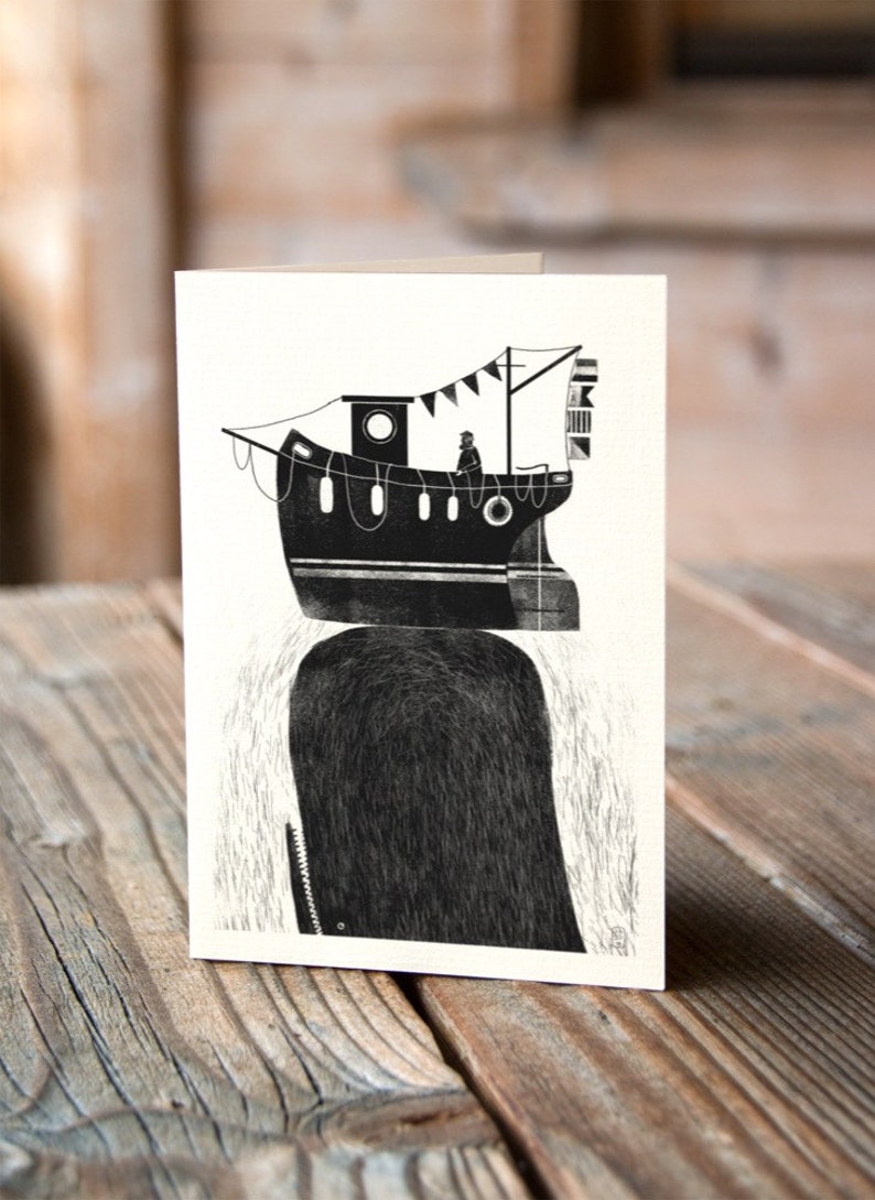 Whale & Fishing Boat Never Stop Exploring Greetings Card image 1