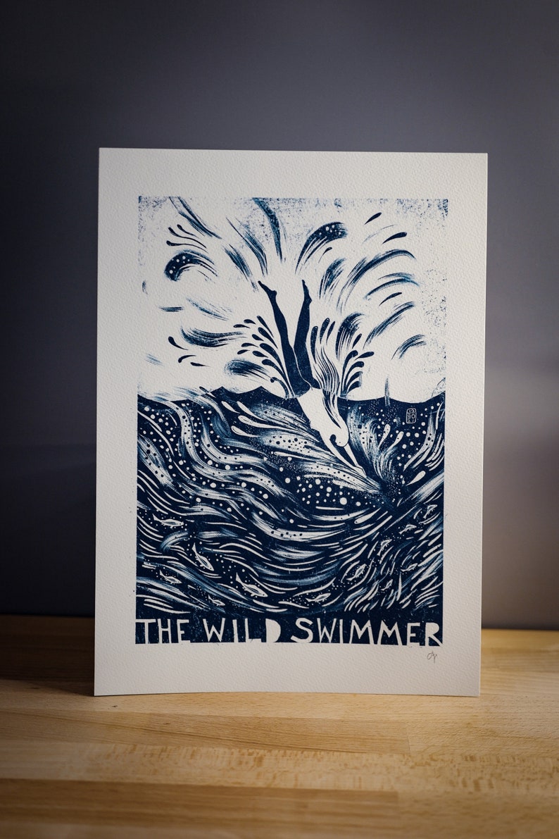 The Wild Swimmer In Blue Signed Print image 7
