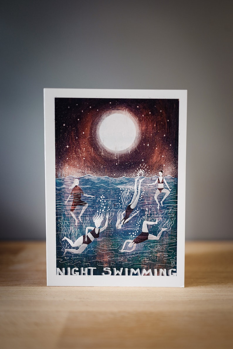 Night Swimming Greetings Card image 1