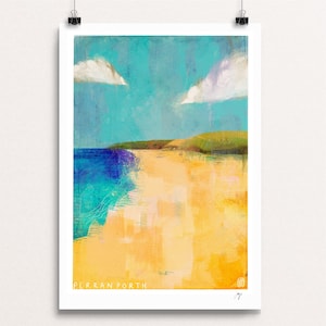 Perranporth 2020 - Stampa giclée firmata delle coste della Cornovaglia