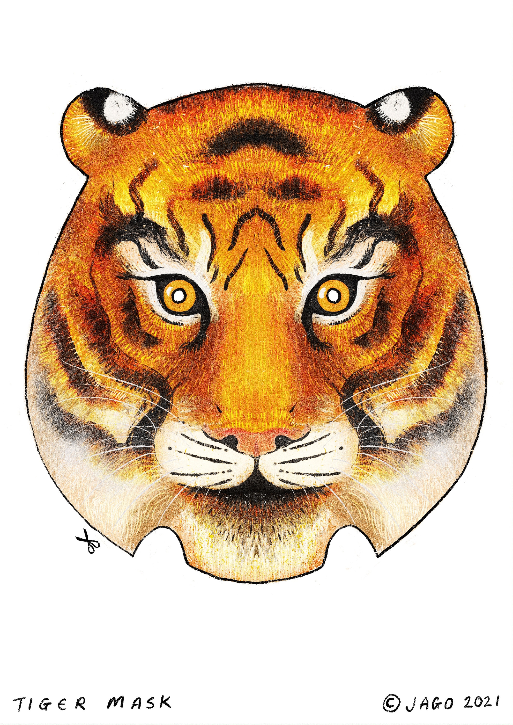 Sublimated Ski Mask - Tiger Face, Front and back print