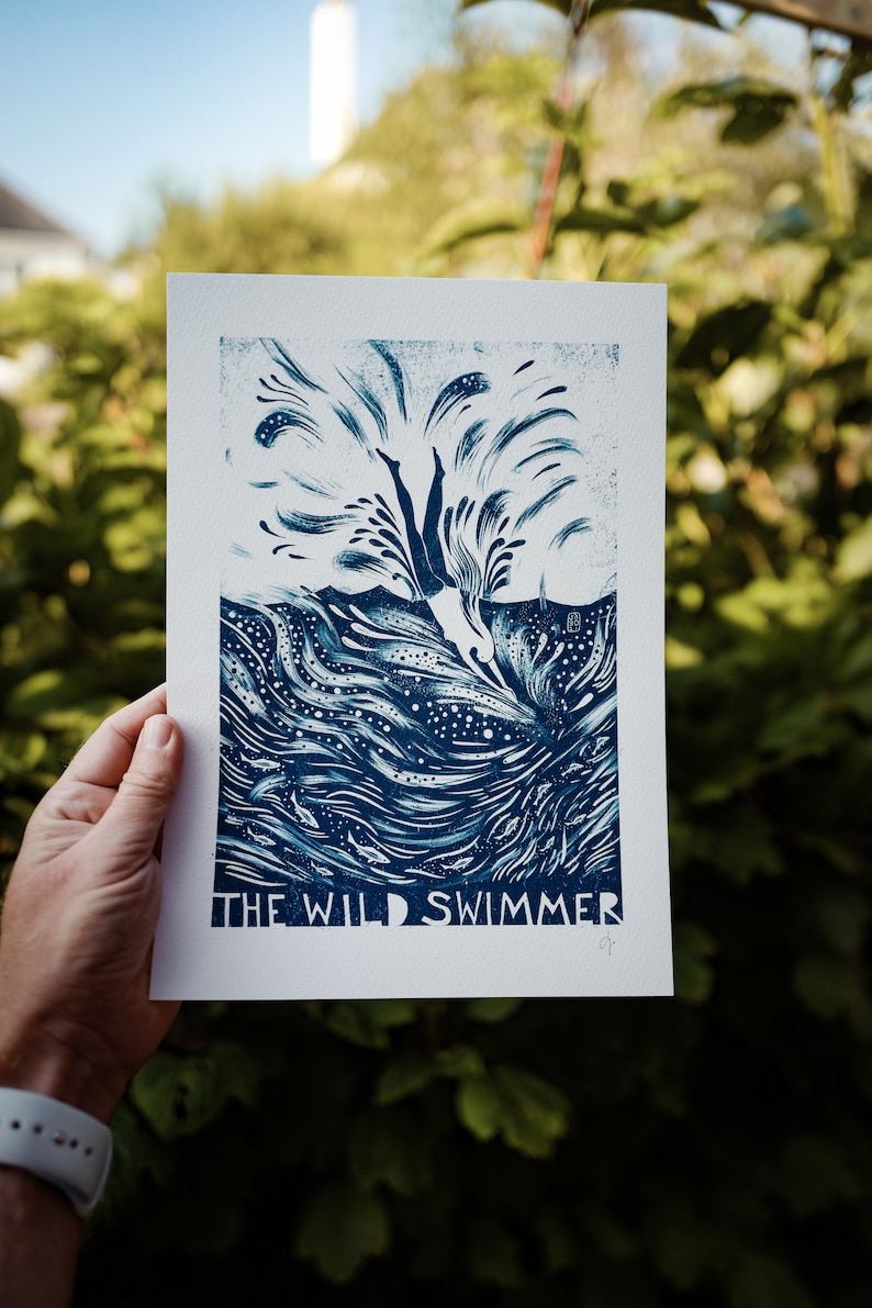 The Wild Swimmer In Blue Signed Print image 5