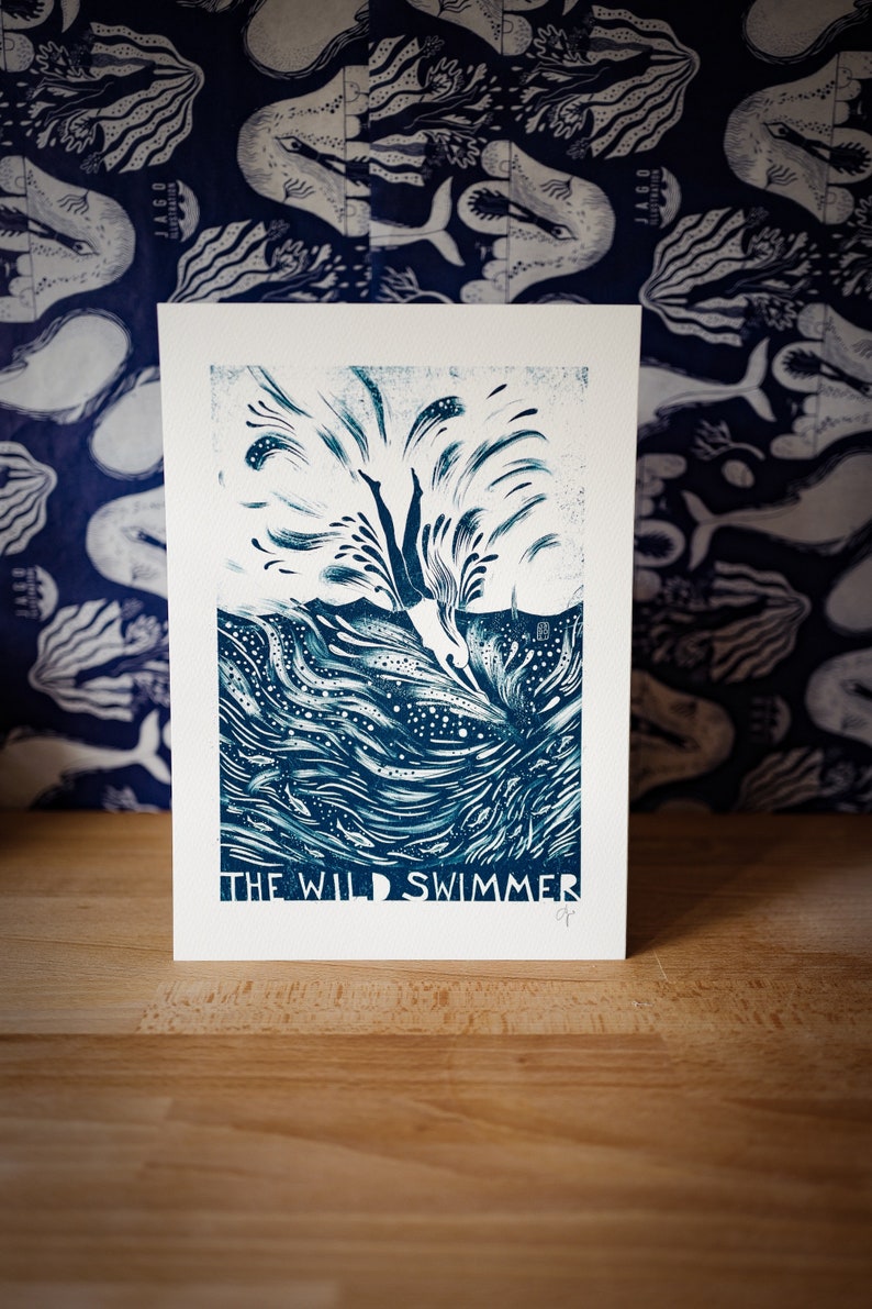 The Wild Swimmer In Blue Signed Print image 9