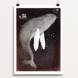Silver Humpback Whale - Signed Print