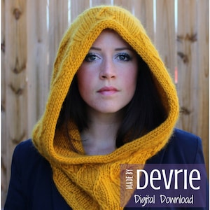 DIGITAL Download, Knit hood, KNITTING PATTERN, Knit cowl, Knit hooded cowl, Chunky knit hood, Knit hood scarf, 128 Honey Wheat Hood