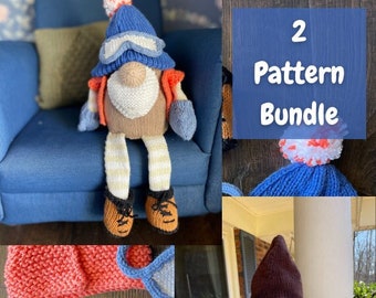 Gnome pattern Plus Winter accessories pattern bundle, Knitted Gnome pattern,