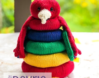 Knitted Parrot Stackable Ring Toy PATTERN (PDF Pattern)