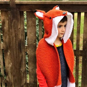 Fox Hood, Fox Cowl, Knit Hood, Hooded Scarf, Hooded Blanket, Fox Hat, Fox Blanket, Wolf Hat, Wolf Blanket, Chunky Knit Hood, Chunky Cowl