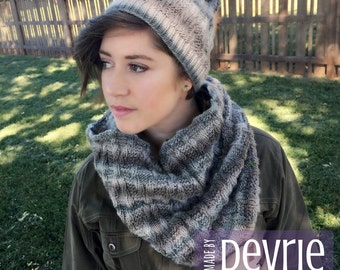 DIGITAL Download, Cowl Knitting Pattern, KNITTING PATTERN, Hat Knitting Pattern, Knit Hat, Knit Cowl, Beginner Knit Pattern