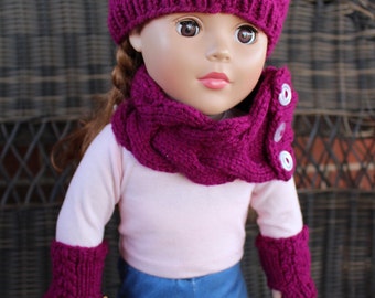 DIGITAL Download,18 Inch Doll Clothes, KNITTING PATTERN, Cowl, Knitted doll clothes, Knitted doll hat, Doll hat