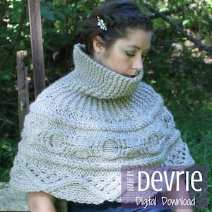 DIGITAL Download, Knit Cowl, KNITTING PATTERN, Knit Capelet, Chunky Knit Cowl, knit ponch pattern