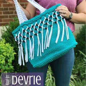 DIGITAL DOWNLOAD, Knit Tote, Knit Bag, Fringe Tote, Fringe Bag, Tote Bag, Beaded Fringe Bag, Knitting Pattern, Large Bag image 4