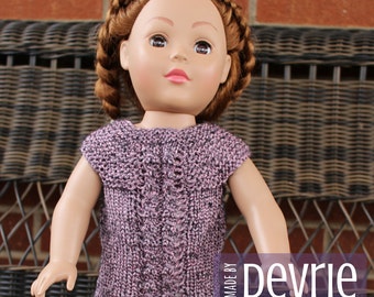 DIGITAL Download, 18 inch Doll Dress- , KNITTING PATTERN, Knit Doll Dress, Knit Dress Pattern, Doll Clothes