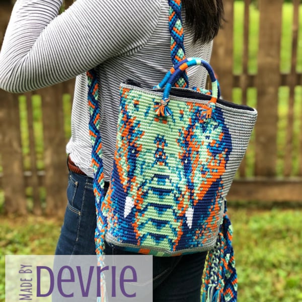 Mochila bag pattern, Crochet Backpack, crochet bag, tapestry crochet, bag pattern, elephant bag, DIGITAL DOWNLOAD, crochet pattern, backpack