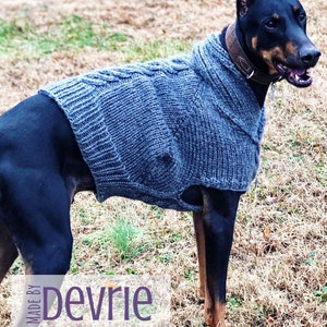 Chunky Knit Cable Dog Sweater for Large Dogs, Doberman Sweater, Knitting Pattern, DIGITAL DOWNLOAD, Chunky knit sweater, Dog sweater, image 3