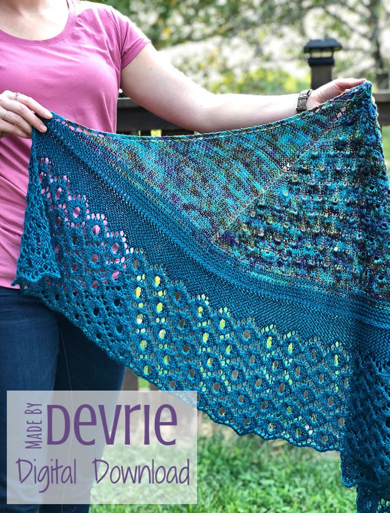 Knit Shawl Pattern, Knit shawl wrap, Shawl Pattern, Scarf Pattern, Lace Shawl, Wrap Pattern, Knitting pattern, Cresent Shawl, Fall Shawl image 4