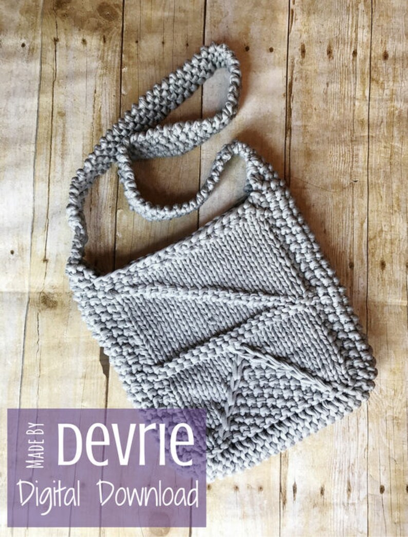 Knit Purse Pattern, Chunky T-Shirt Yarn Bag (Digital Download) image 2