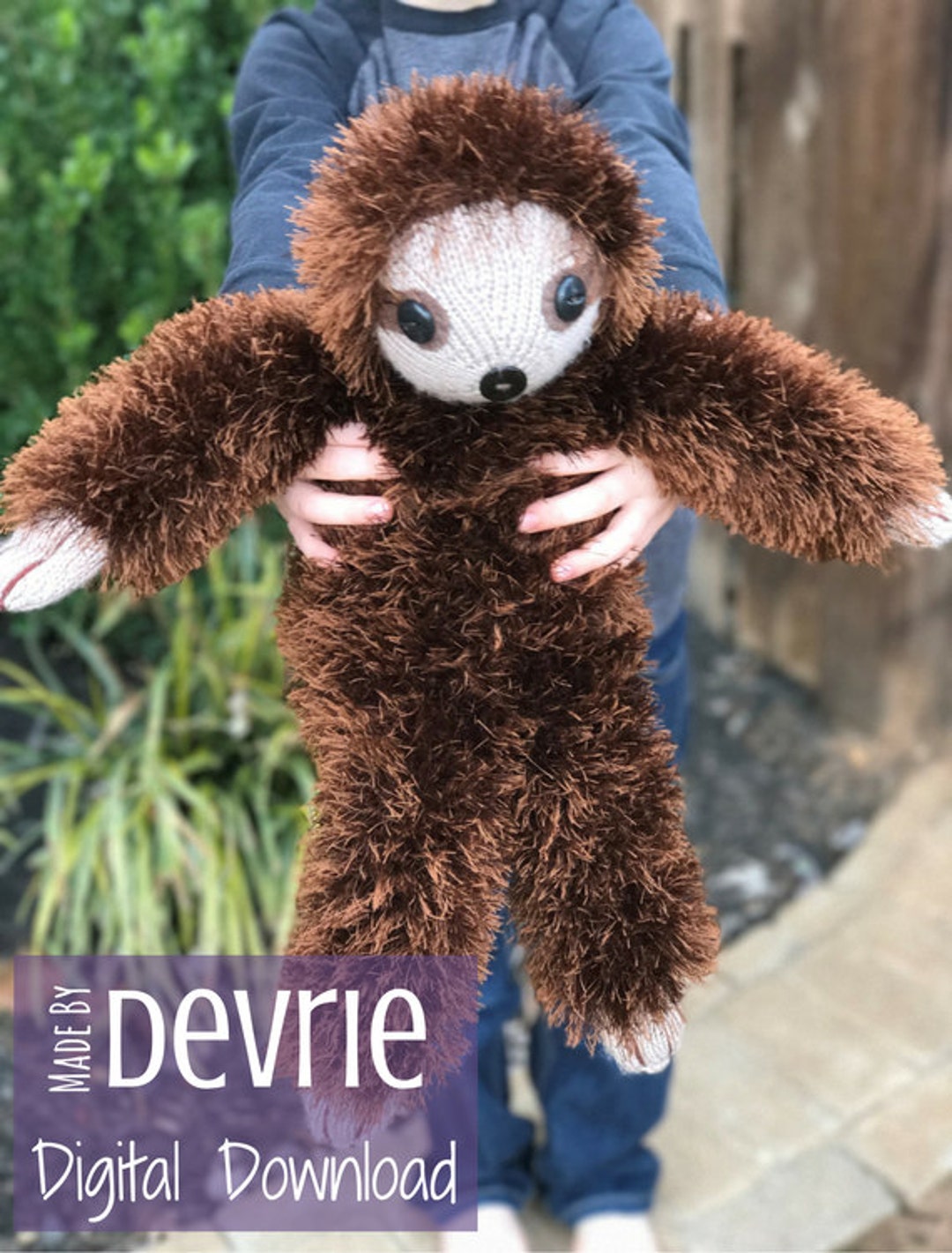 DIGITAL DOWNLOAD, Knit Sloth, Sloth Plush, Stuffed Sloth, Sloth Stuffed ...