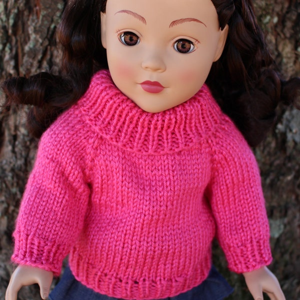 DIGITAL Download, 18 Inch Doll Sweater, KNITTING PATTERN, knitted doll clothes, knitting doll sweater