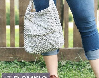 Patrón de bolso de punto, bolso grueso de lana de camiseta (descarga digital)
