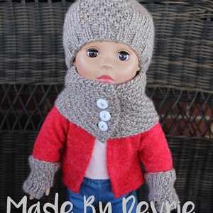 DIGITAL Download, 18 inch Doll Clothes, KNITTING PATTERN, Knitted Doll Clothes,  Knitted Doll Pattern, Doll hat, doll cowl