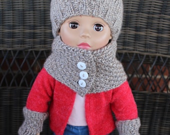 DIGITAL Download, 18 inch Doll Clothes, KNITTING PATTERN, Knitted Doll Clothes,  Knitted Doll Pattern, Doll hat, doll cowl