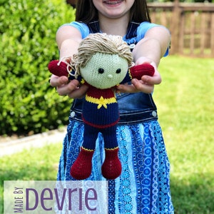 Woman Superhero Knitted Plush Toy pattern, knitting pattern, toy pattern image 3