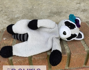 Knitted Raccoon Snuggler Toy Pattern (PDF Pattern)