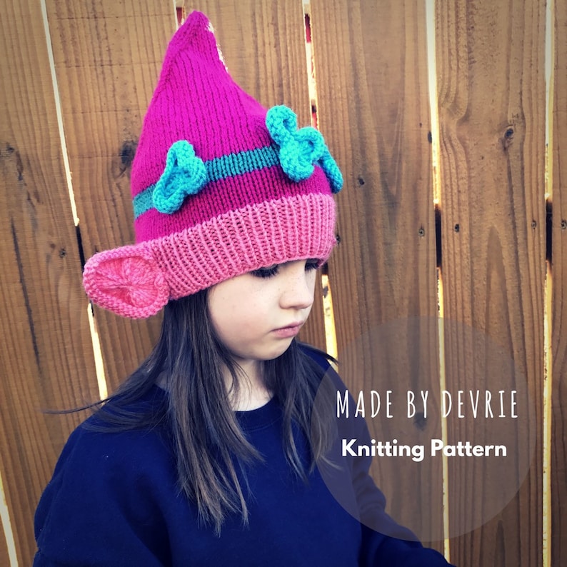 DIGITAL Download, Poppy Troll inspired, Hat, KNITTING PATTERN, Knit hat pattern, Poppy Hat, Troll Hat, Hat Pattern, Knit Hat image 4
