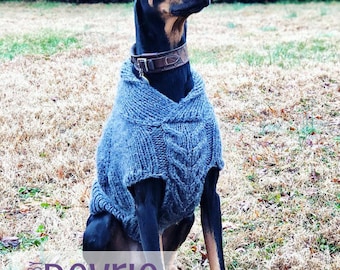 Chunky Knit Cable Dog Sweater for Large Dogs, Doberman Sweater, Knitting Pattern, DIGITAL DOWNLOAD, Chunky knit sweater, Dog sweater,