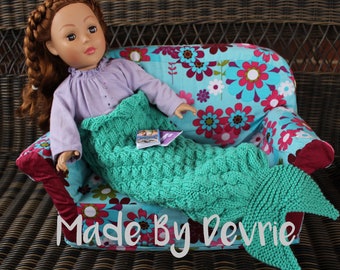 Knit Mermaid Doll Blanket PATTERN, 18-inch Doll (Digital Download)