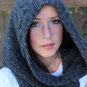 DIGITAL Download, Knit hood, KNITTING PATTERN, Knit cowl, knit hood, hooded cowl, knit scarf- 251 Hooded Cowl