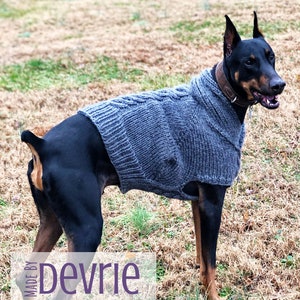 Chunky Knit Cable Dog Sweater for Large Dogs, Doberman Sweater, Knitting Pattern, DIGITAL DOWNLOAD, Chunky knit sweater, Dog sweater, image 4