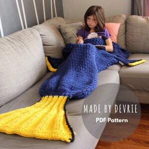 Dory Fish Tail Knit Blanket Pattern, Bulky Yarn (PDF Pattern)