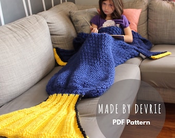 Dory Fish Tail Knit Blanket Pattern, Bulky Yarn (PDF Pattern)