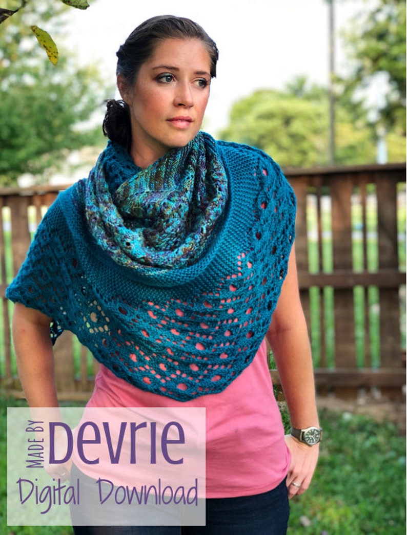 Knit Shawl Pattern, Knit shawl wrap, Shawl Pattern, Scarf Pattern, Lace Shawl, Wrap Pattern, Knitting pattern, Cresent Shawl, Fall Shawl image 1