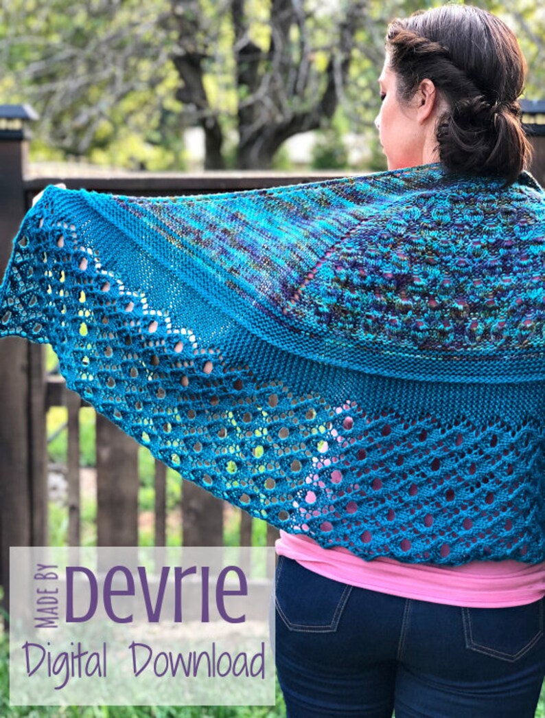 Knit Shawl Pattern, Knit shawl wrap, Shawl Pattern, Scarf Pattern, Lace Shawl, Wrap Pattern, Knitting pattern, Cresent Shawl, Fall Shawl image 2