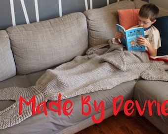 Knit Shark Tail Blanket PATTERN, Bulky Yarn, Adult & Child Sizes (Digital Download)