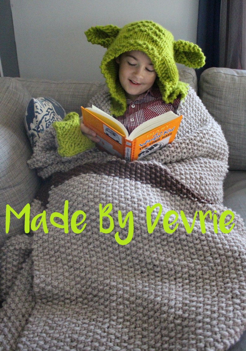 DIGITAL Download Knit Blanket Yoda Inspired Blanket Hooded Etsy