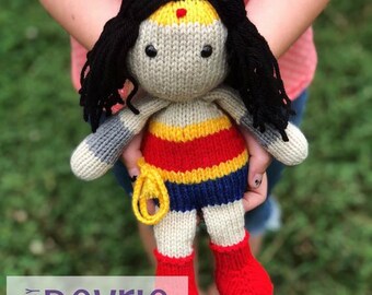 Woman Superhero Knitted Plush Doll Pattern (PDF Pattern)