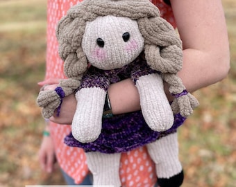 Knitted Doll Snuggler Pattern, Chunky Yarn Toy (PDF Pattern)